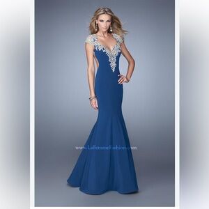 La Femme 21271 Sapphire aqua blue prom pageant formal Dress mermaid Size 4 P